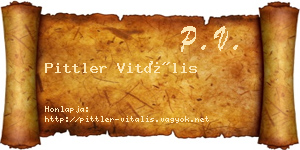 Pittler Vitális névjegykártya